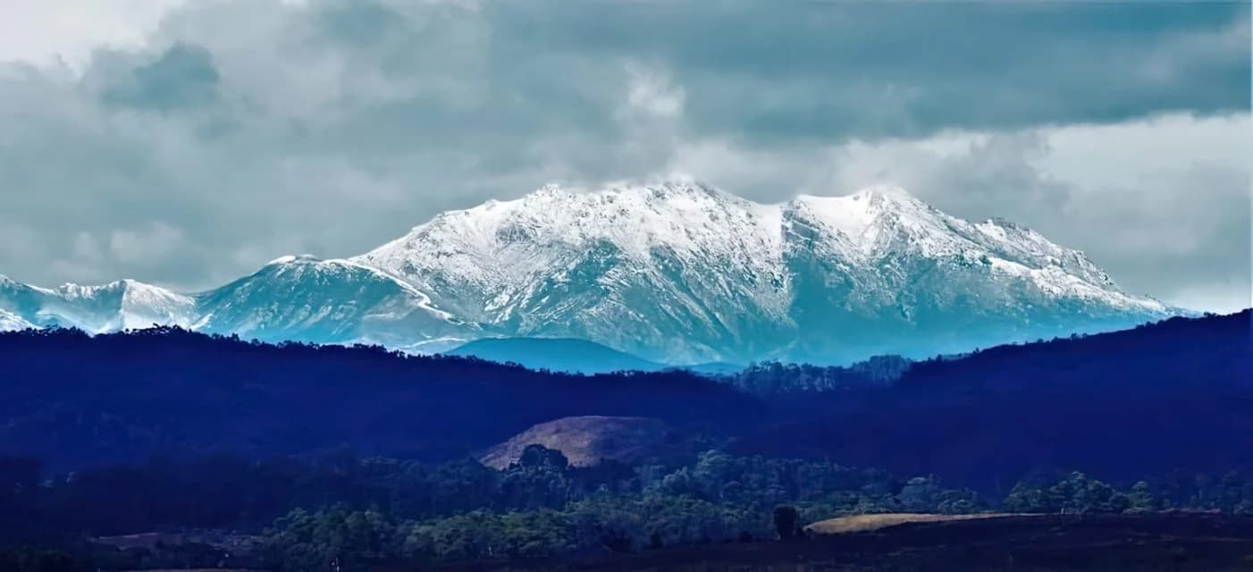 Snow on Mount Owen above Queenstown, Tasmania