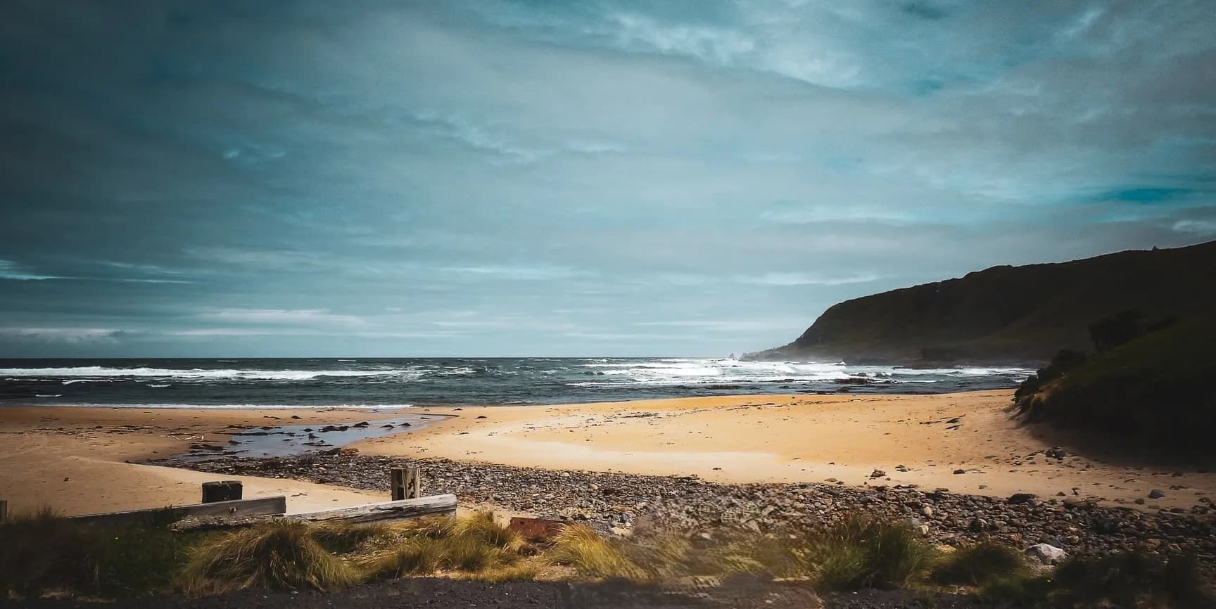 The beach at Trial Harbour, West Coast Tasmania