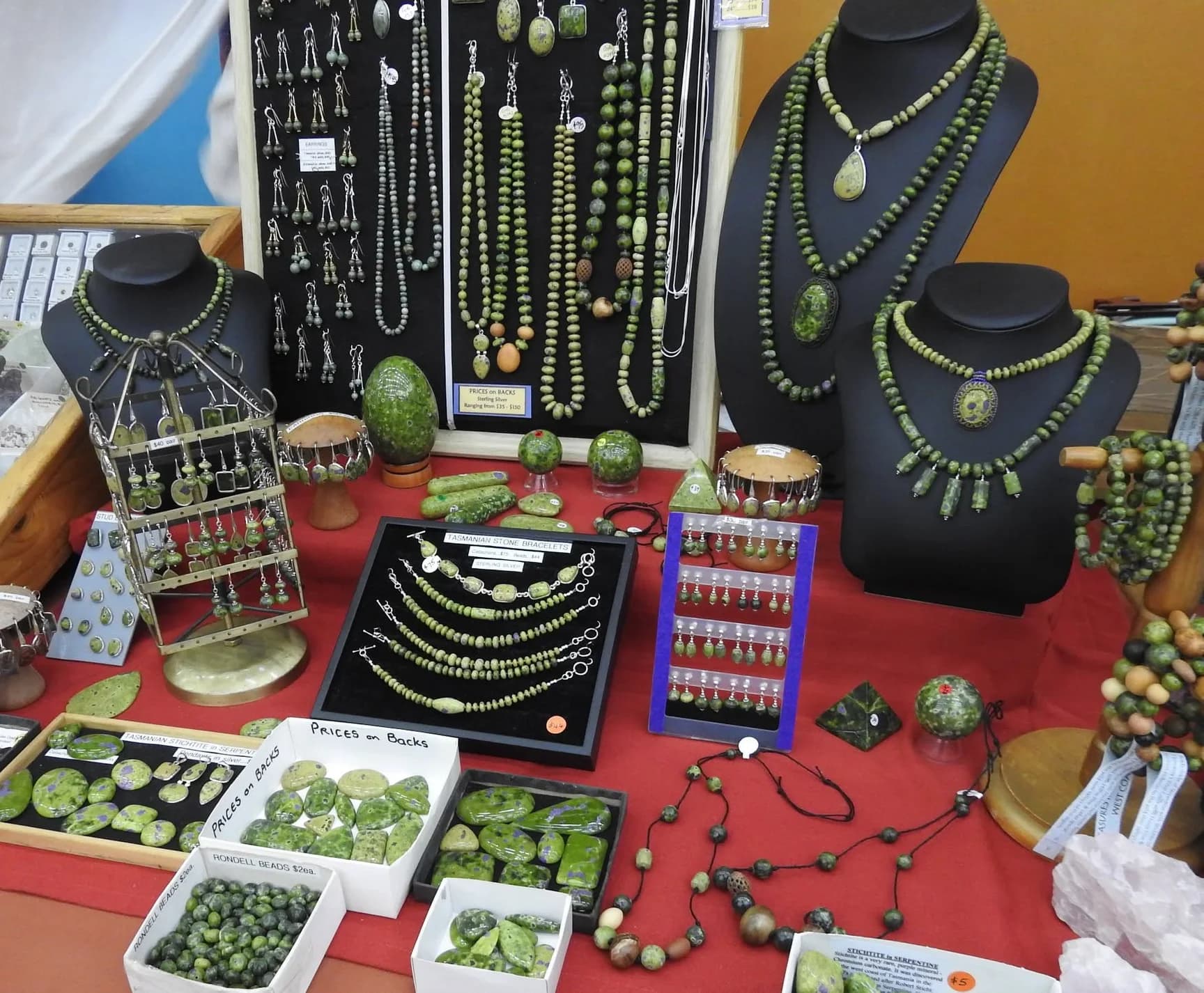 A jewellery and mineral stall at the Zeehan gem and mineral fair